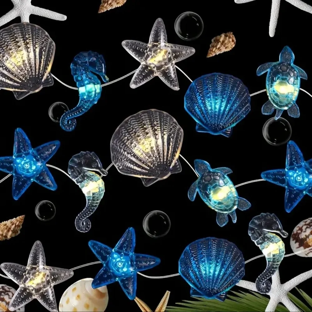 Blue and White Sea Life String Lights, NEW